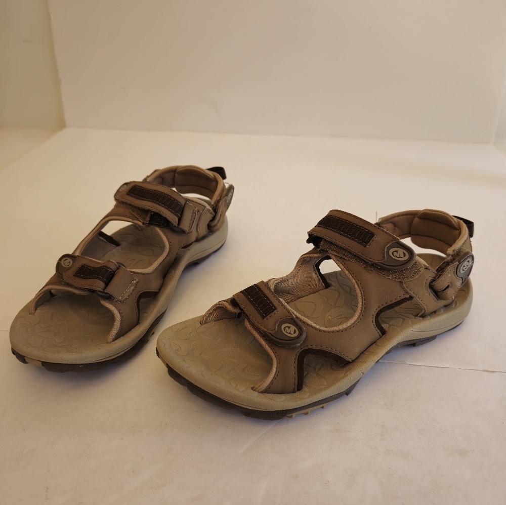 Merrell Women's Binzel Strap Otter Hiking Walking Sandals Tan Leather Size 7